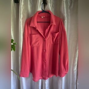 Maurices Coral Ribbed Button-Front Shirt Jacket